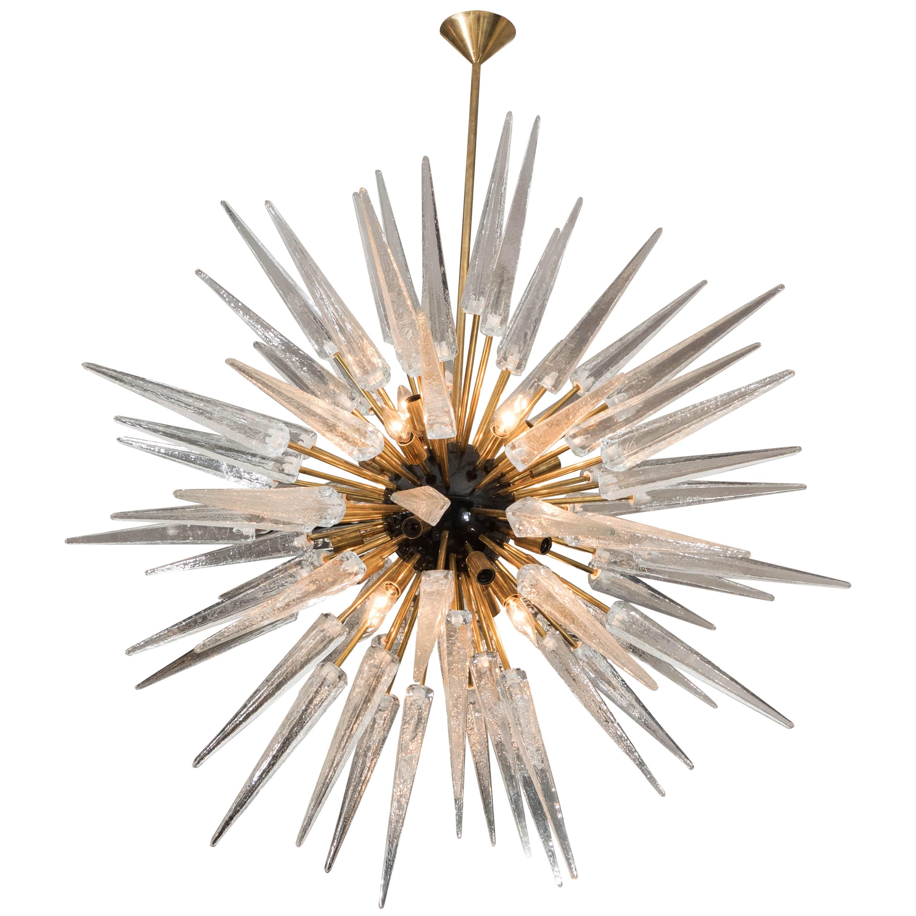 Stunning Clear Murano Glass Spike Sputnik Chandelier