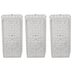 Set of Three 1970s German Wall Sconces with Rectangular Faceted Glass Shades 10