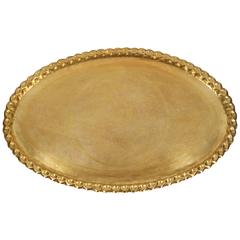 Midcentury Large Oval Brass Tray