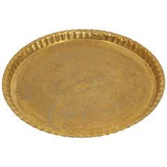 Large  Middle Eastern Moorish Syrian Hand-Hammered Brass Tray