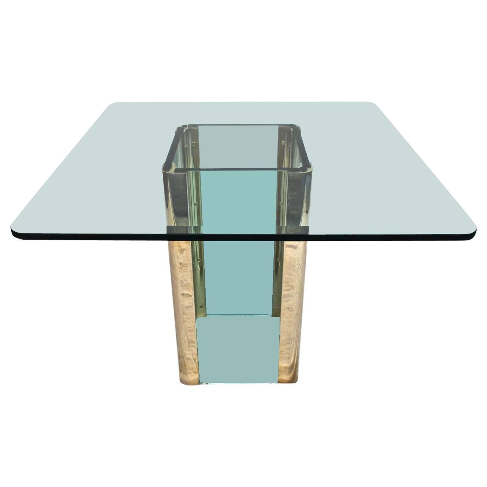 Beautiful Glass and Brass Dining Table by Pace For Sale