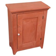 19th Century Diminutive Original Salmon Painted Wall Cupboard 8