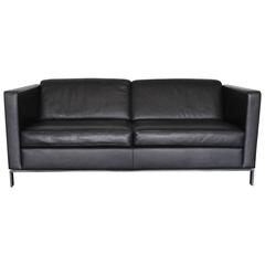 Walter Knoll "Foster 500.25" 2.5-Seat Sofa in Black Leather by Sir Norman Foster