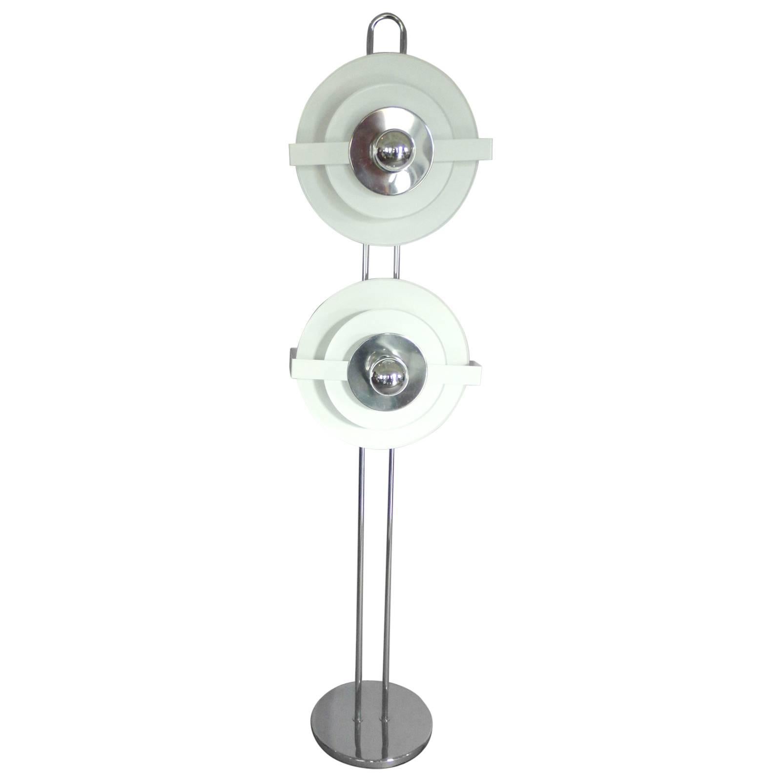 Lampadaire réglable Op Pop Mod à cercles concentriques laqués