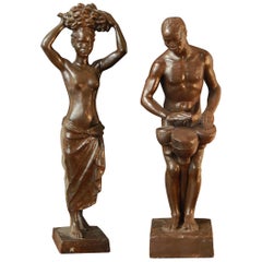"Figure della Costa d'Avorio", importanti sculture Art Déco per Eugène Printz Interior