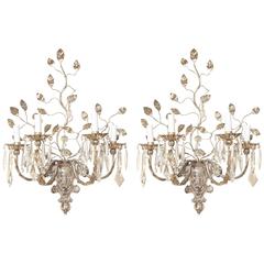 A Pair of Bagues Style Four-Light Silver Metal Wall Sconces 6