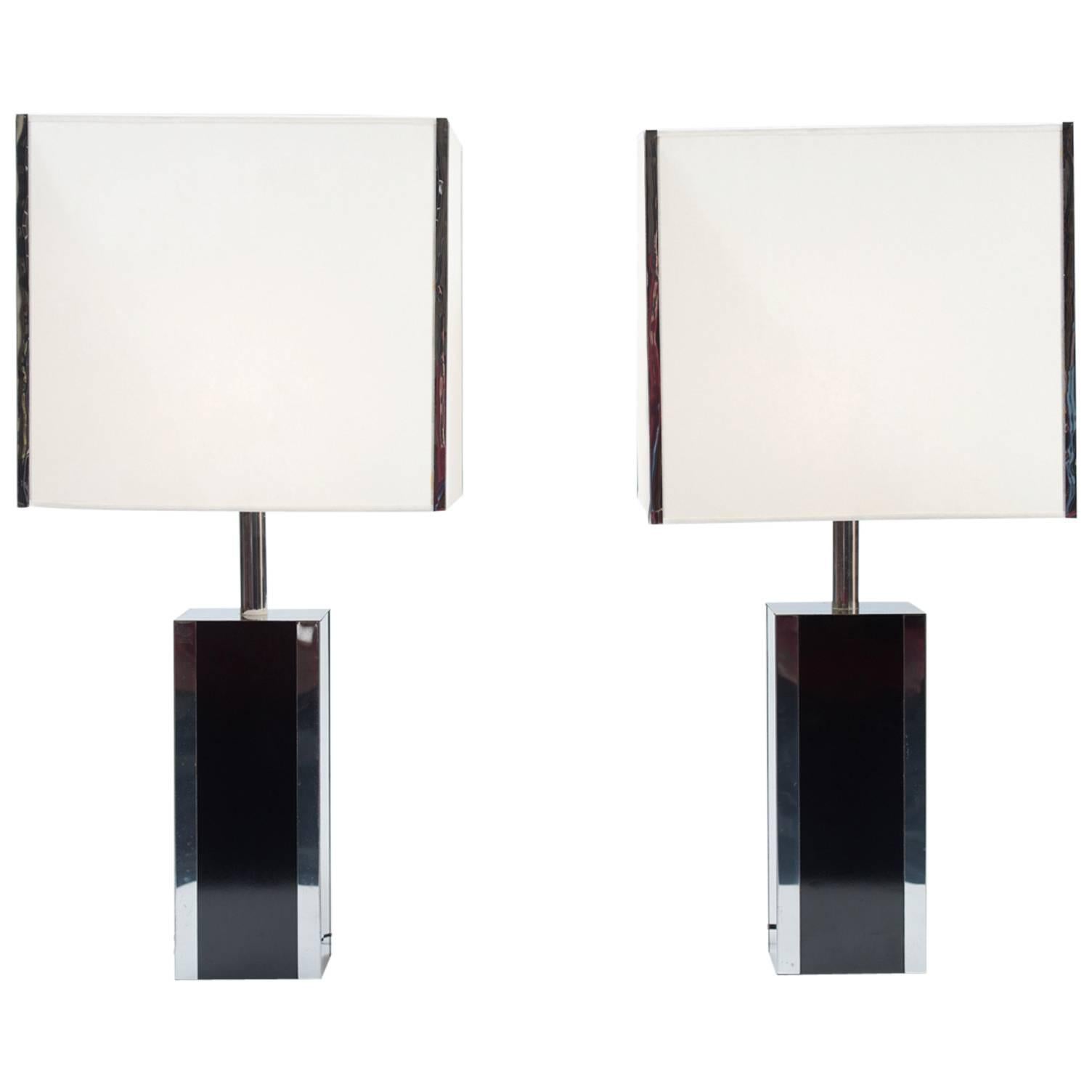 Pair of French Large 1970s Table Lamps