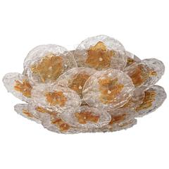 Mid-Century Modern Murano Glass Flush-Mount Chandelier, Mazzega, Italy, 1970s 4