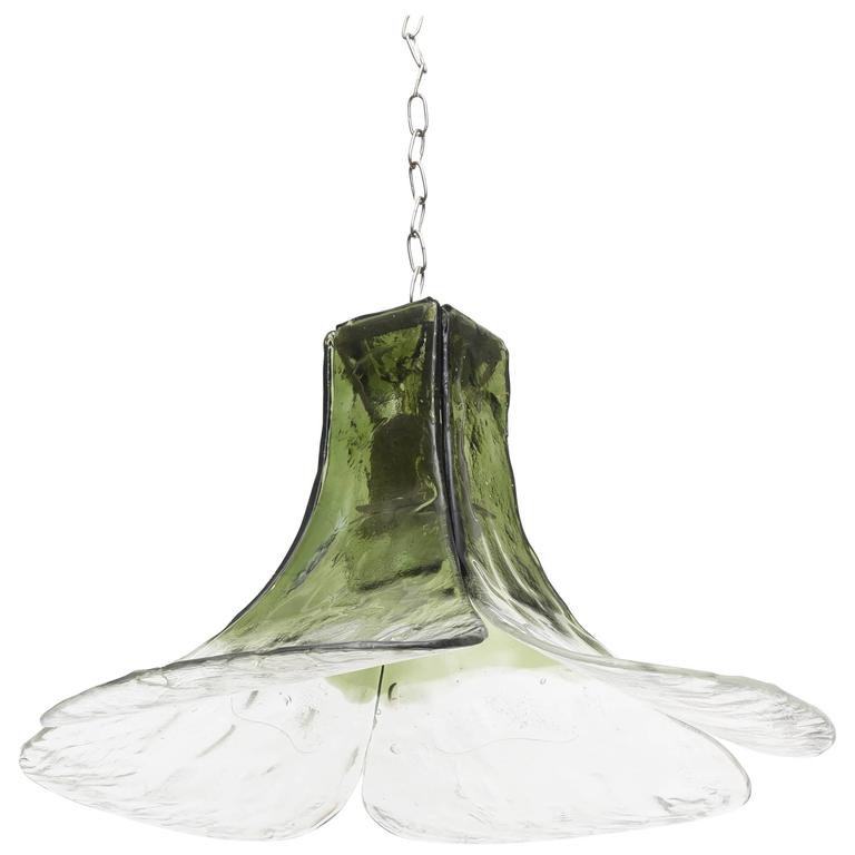 Vintage 1970s Rare Green Murano Glass Pendant Lamp by Carlo Nason at ...