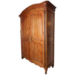 Antique Louis XV Pine Armoire with Dry-Bar Interior