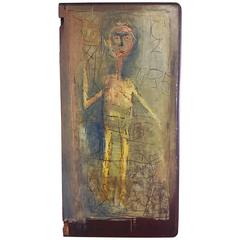 Giuseppe Napoli Large Figural Painting on Salvaged Table Top, 1956 2