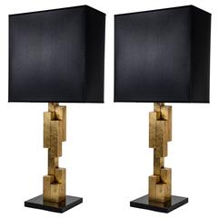 Gilt Metal Modernist Lamps