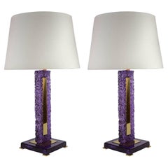Retro Pair of Murano Glass Lamps