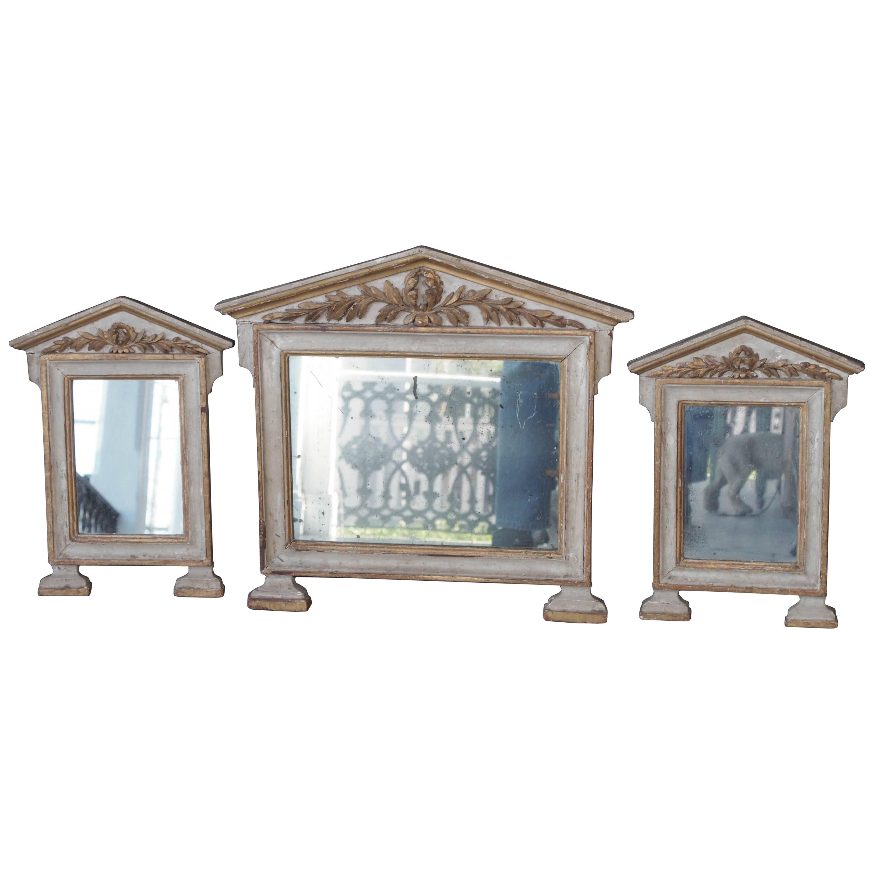 Three Italian Empire Painted and Parcel Gilt Mirrors For Sale
