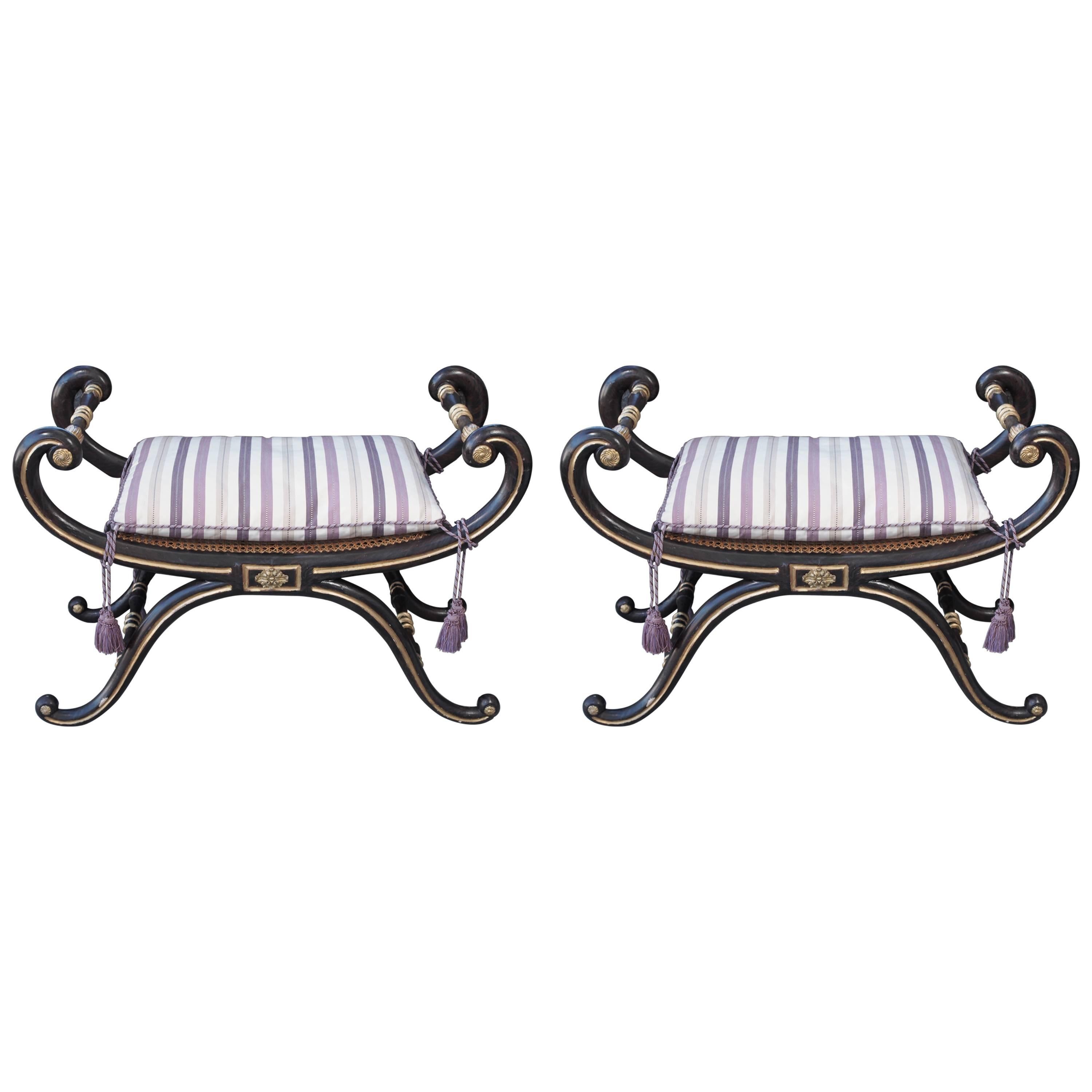 Pair of English Regency Curule Benches For Sale