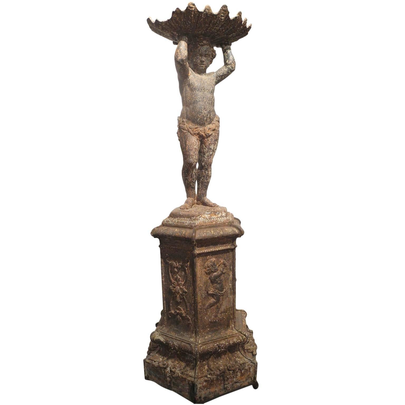 19th Century Cast Iron Statue Fountain Center from Lille, France  For Sale