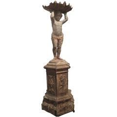 19th Century Cast Iron Statue Fountain Center from Lille, France 