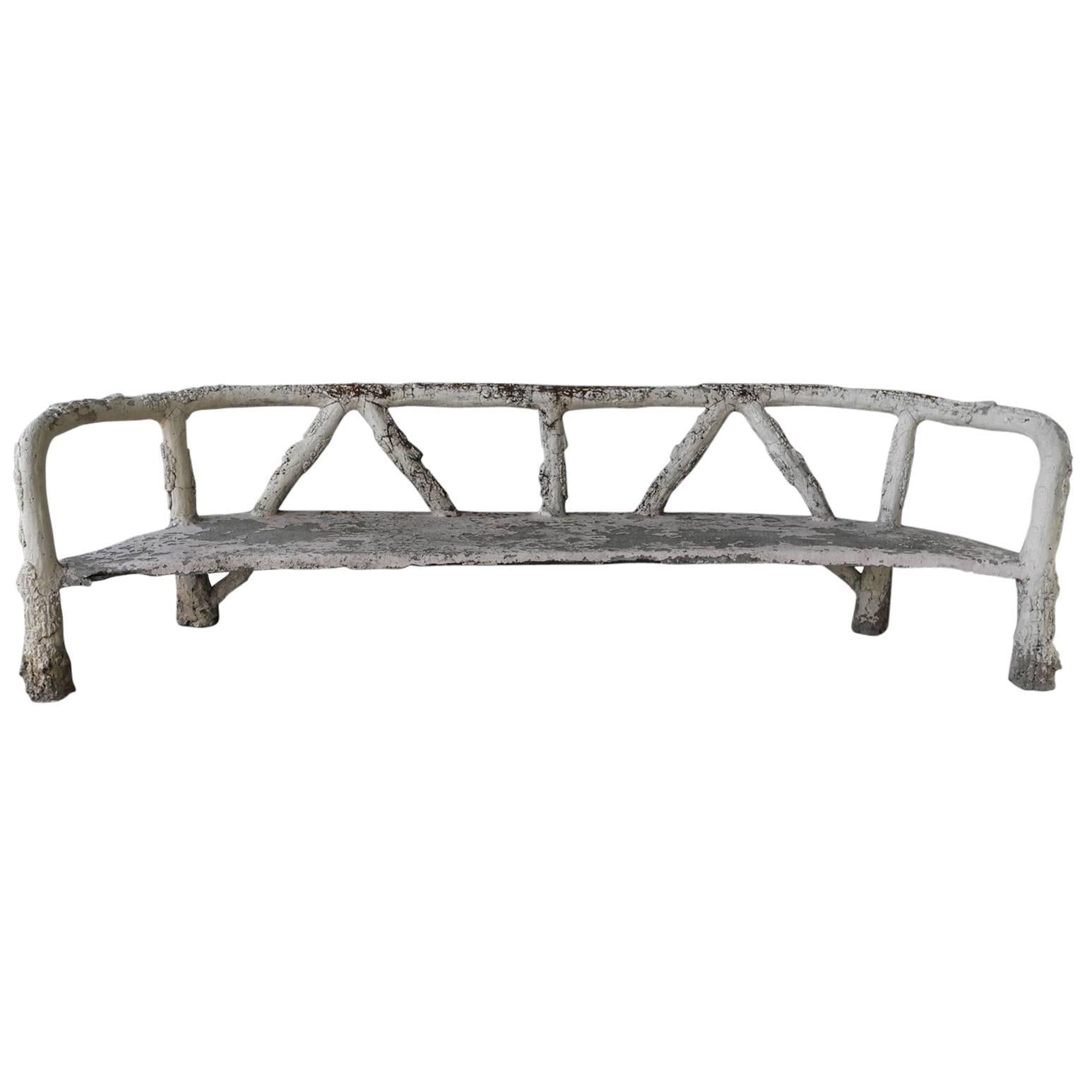 Antique Early 20th Century "Faux Bois" Bench