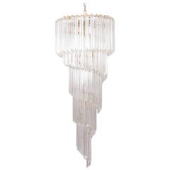 Very Huge Murano Glass Spiral Chandelier by Venini