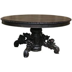19th Century Renaissance Revival Oval Pedestal Center or End Table