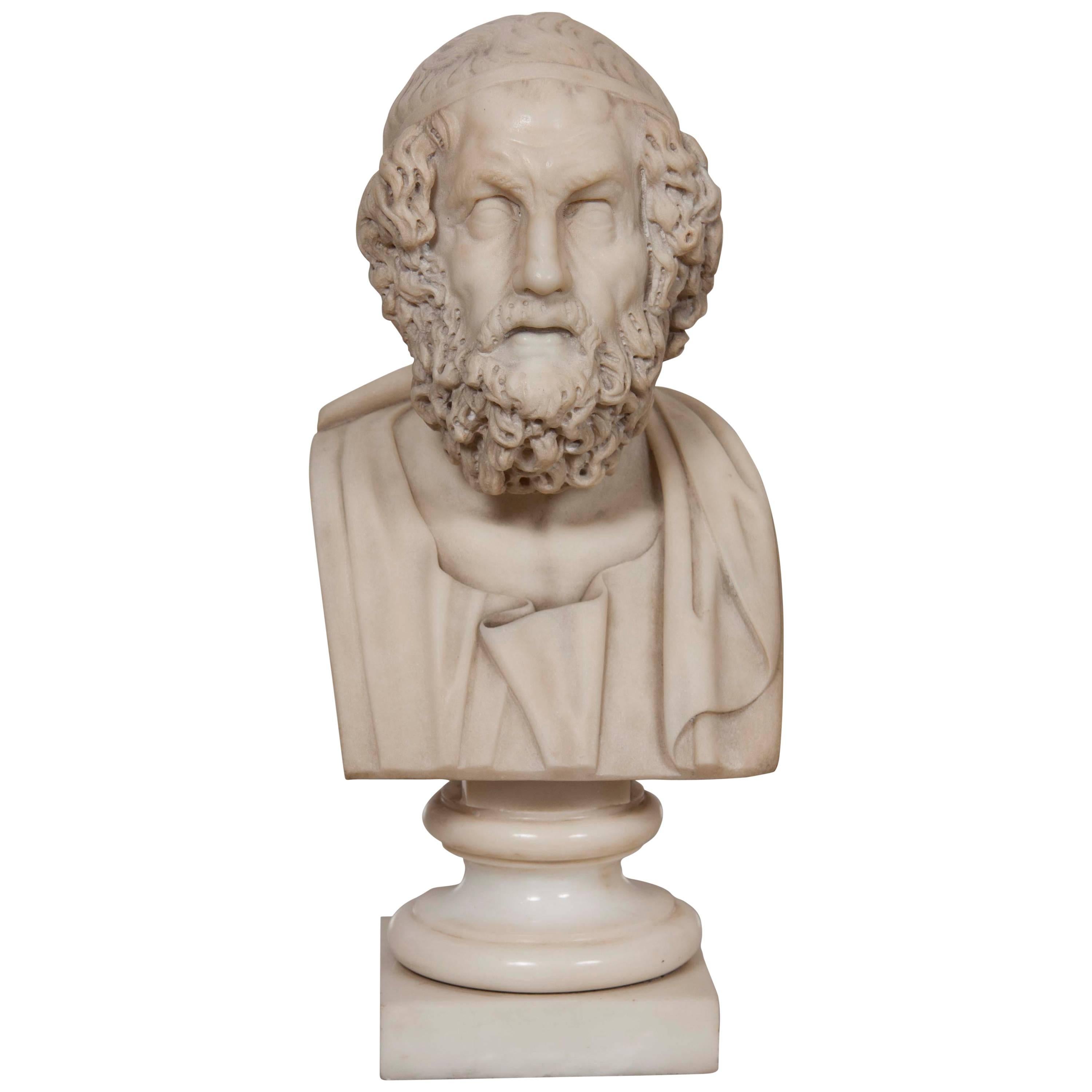 Solid Marble Bust of Homer For Sale