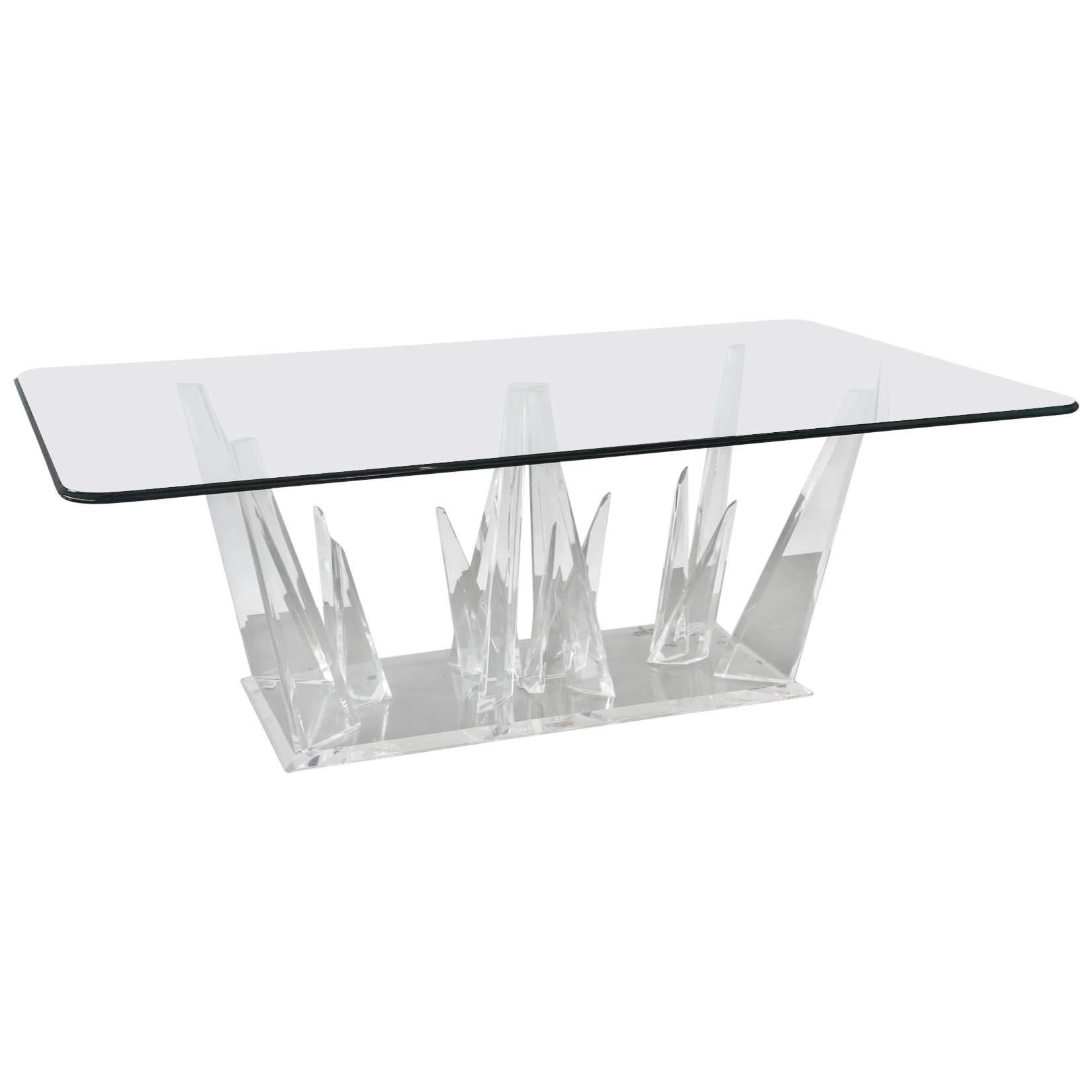 American Modern Lucite and Glass Dining or Center Table
