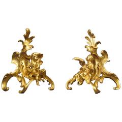 Pair of Louis XV Ormolu Chènets