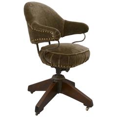 Early 20th Century Office Chair in Mohair