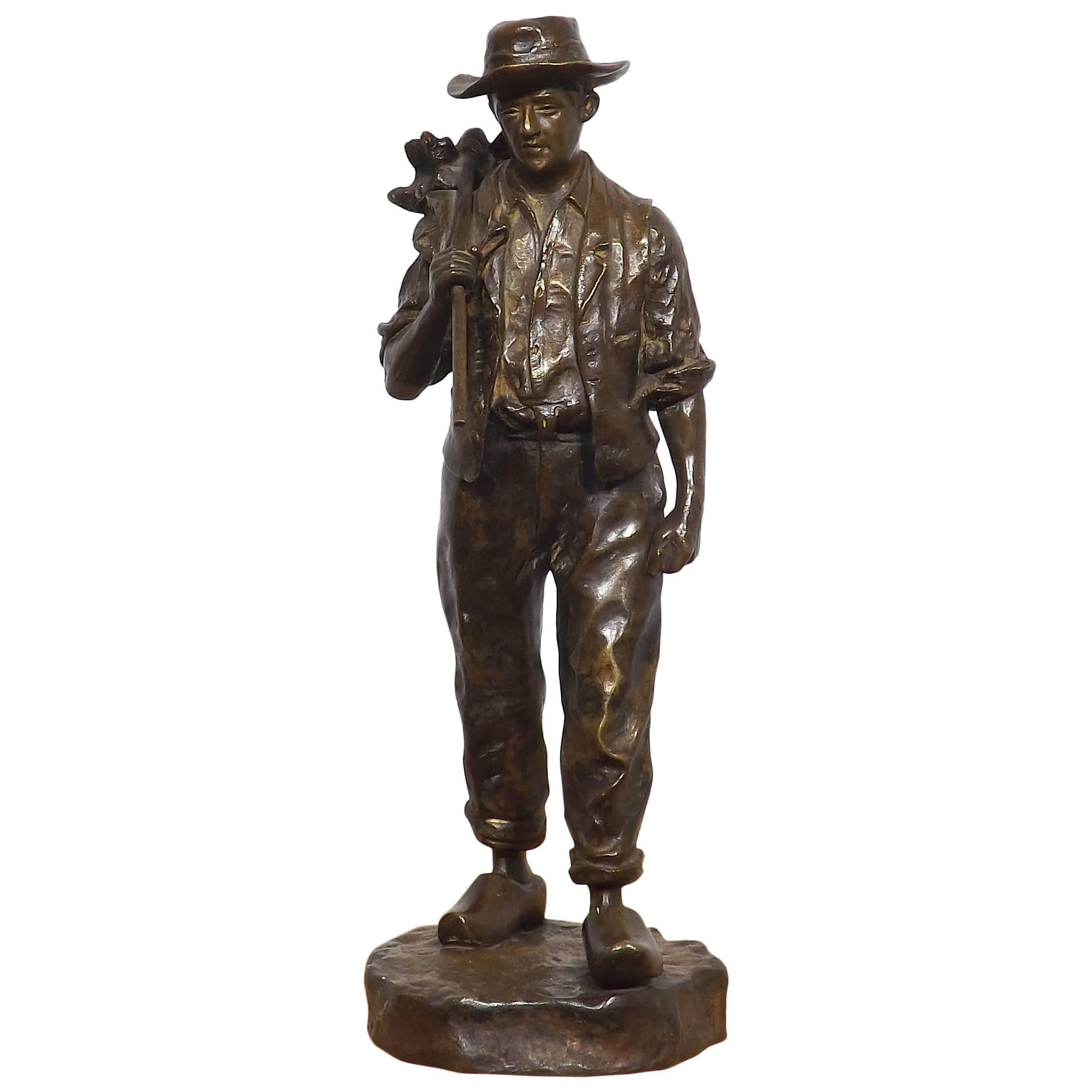 'Off To Work' Bronze by Jean Garnier