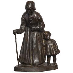 'Walking with Grandmother' Bronze by Lotte Benter