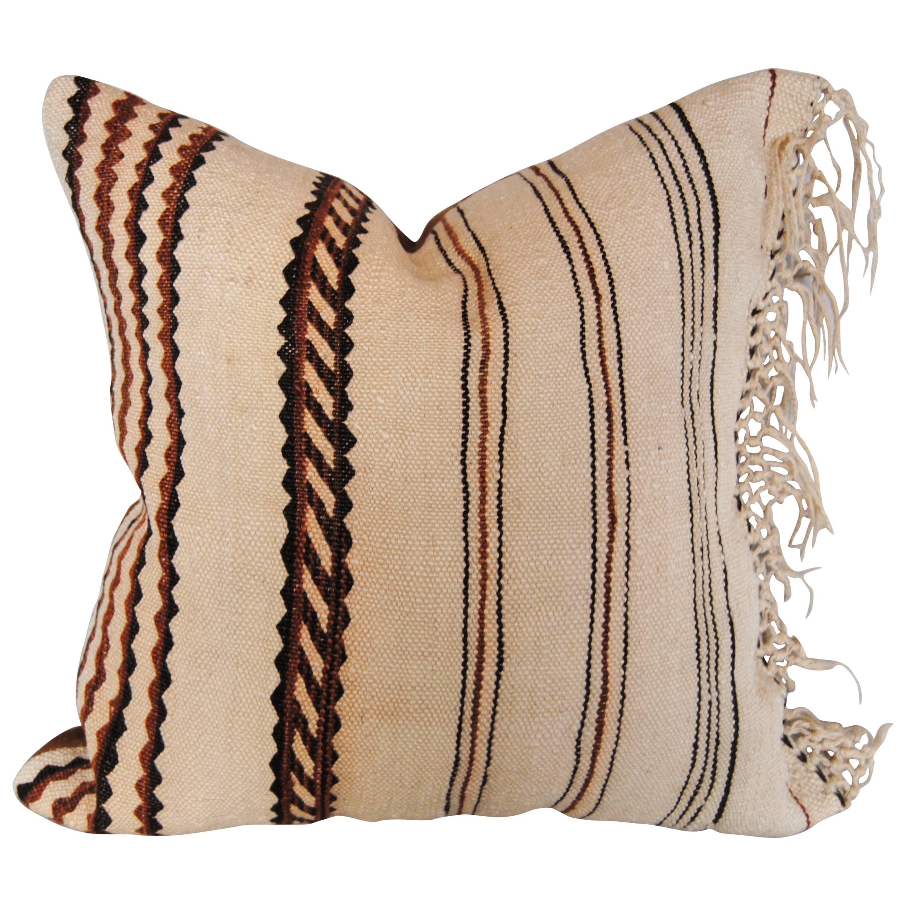 Custom Pillow Cut from a Vintage Moroccan Berber Rug from the Atlas Mountains