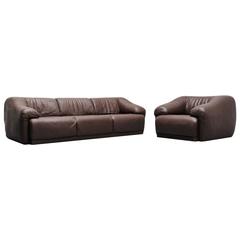 Sofa Set in Buffalo Leather, in the style of DeSede, Switzerland, 1970