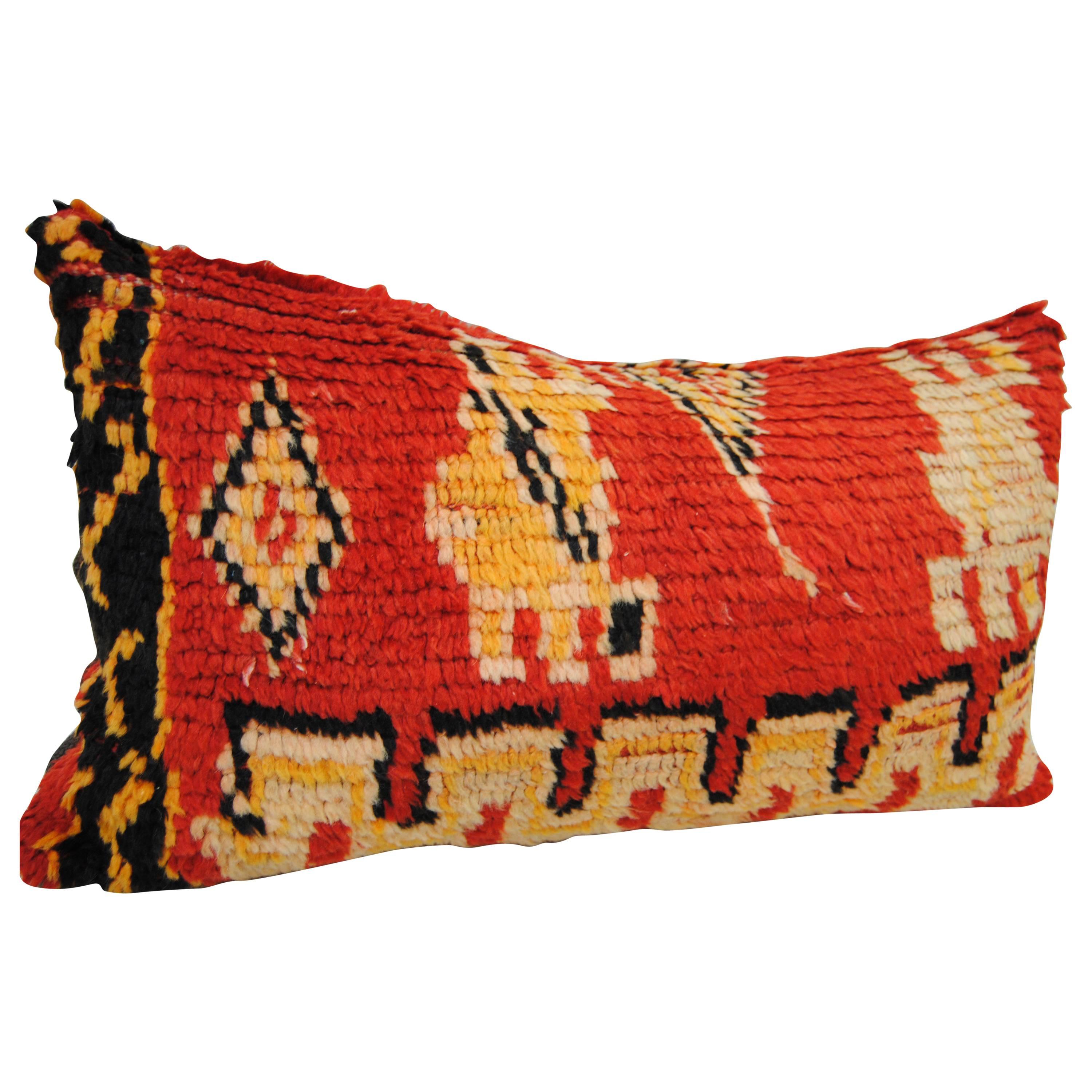 Custom Pillow from a Hand-Loomed Wool Vintage Moroccan Rug, Atlas Mountains For Sale