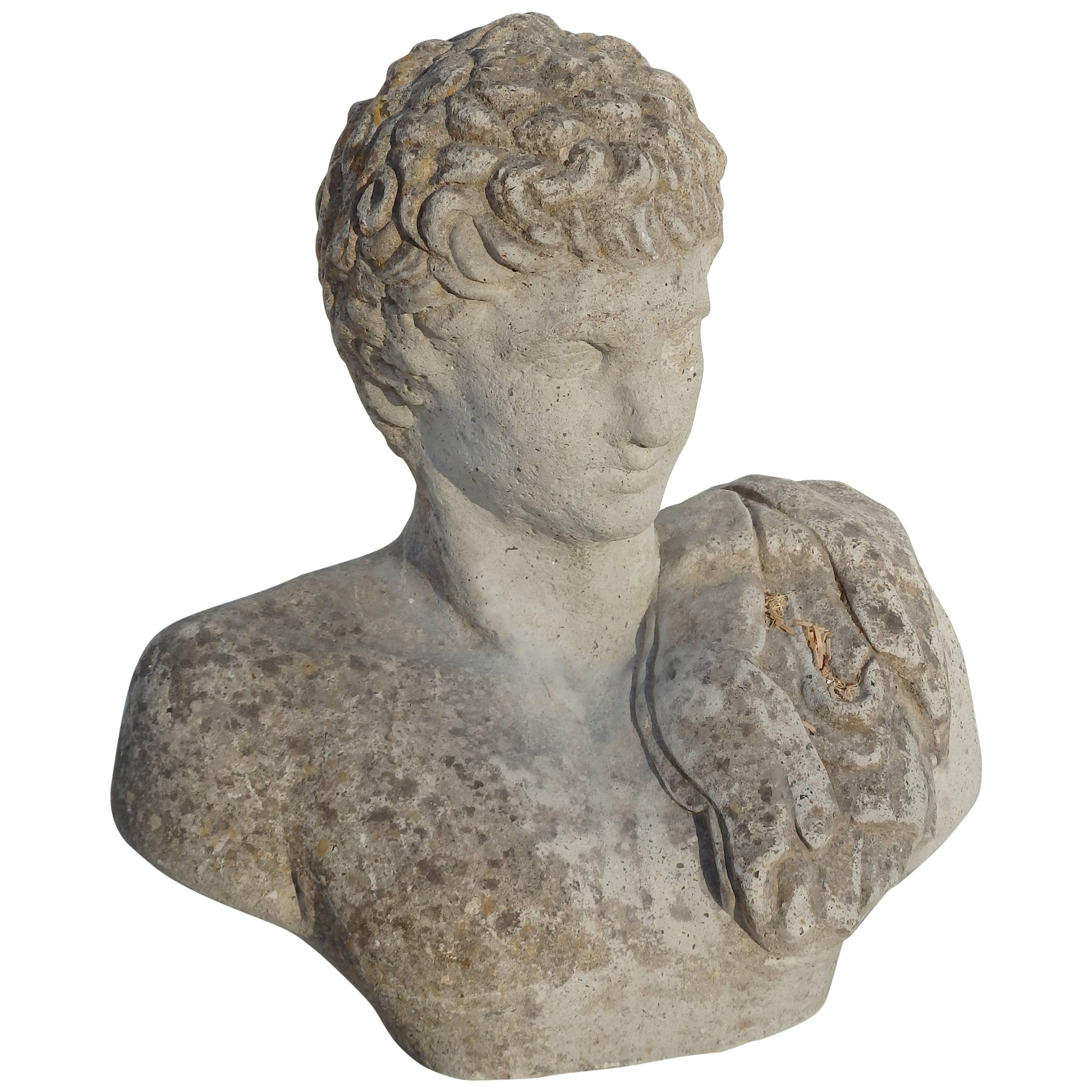 Stone Bust of Roman Man