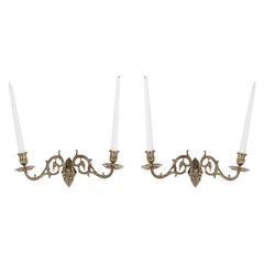 Pair 19th Century French Bronze Piano Sconces Wall Sconces with Green Man Faces 10