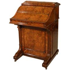 Antique Burr Walnut Victorian Period "Pop Up" Piano-Top Davenport