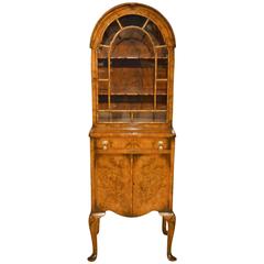 Small Burr Walnut Georgian Revival Antique Cabinet