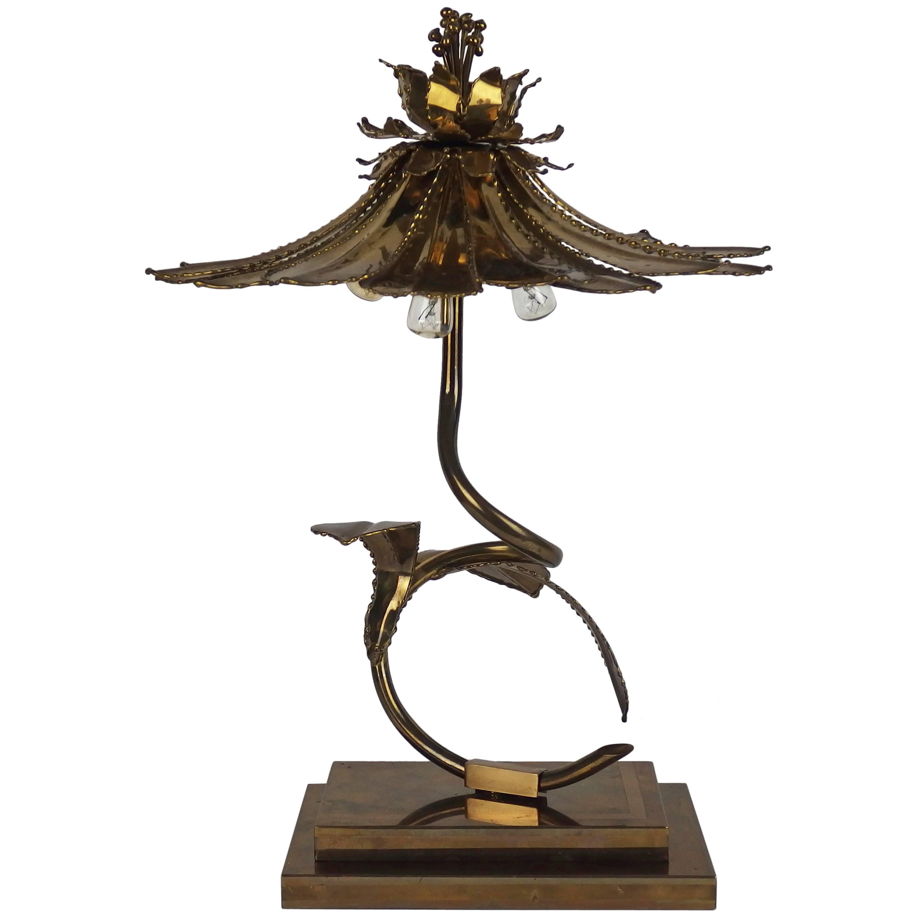 Brass Flower Table Lamp