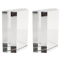 Ultra-Chic and Rare Pair of Fine Crystal Geometric Bookends by Baccarat
