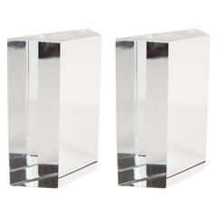 Ultra-Chic and Rare Pair of Fine Crystal Geometric Bookends by Baccarat