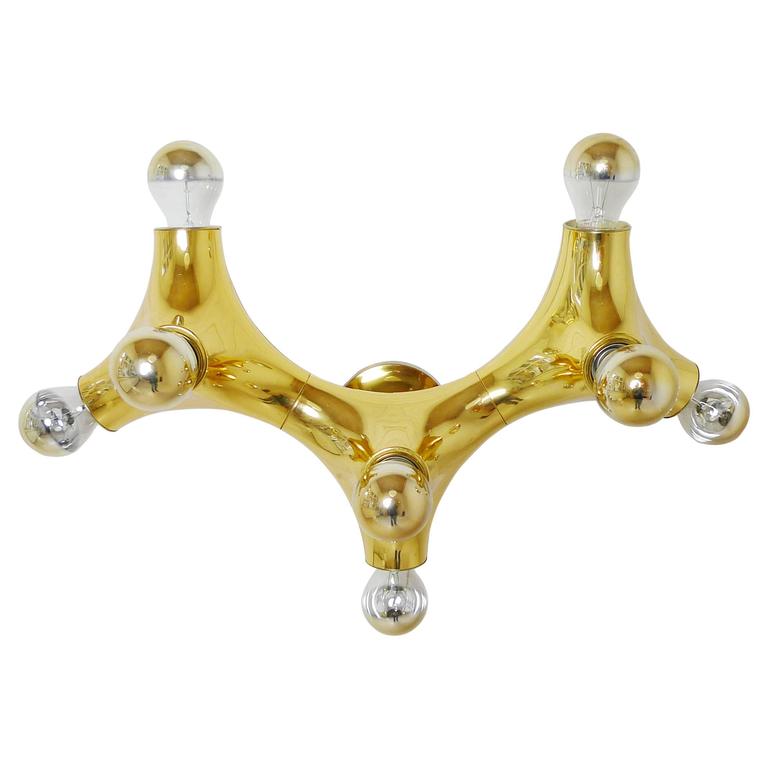 Golden Wall Sconce with Eight Bulbs by Cosack, Germany, 1970s For Sale at 1stdibs