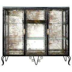 French Vintage Forged Iron and Glass Vitrine