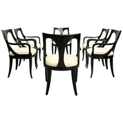 Set of Six Black Mid-Century Modern Dining Chairs by Kindel Furniture