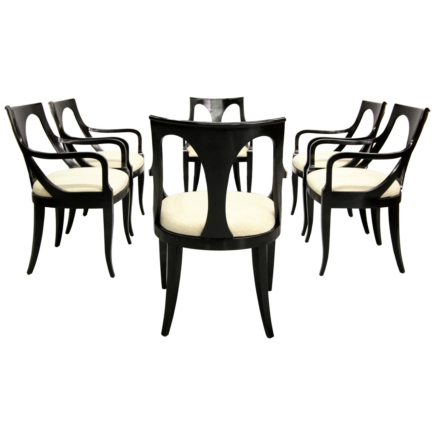 Set of Six Black MidCentury Modern Dining Chairs by Kindel Furniture