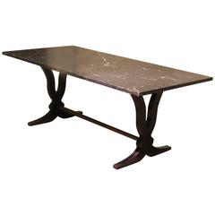 Art Deco Dining Table with Marble Top