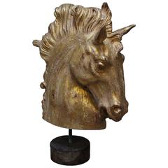 Carved and Gilded Horses Head, circa 1900