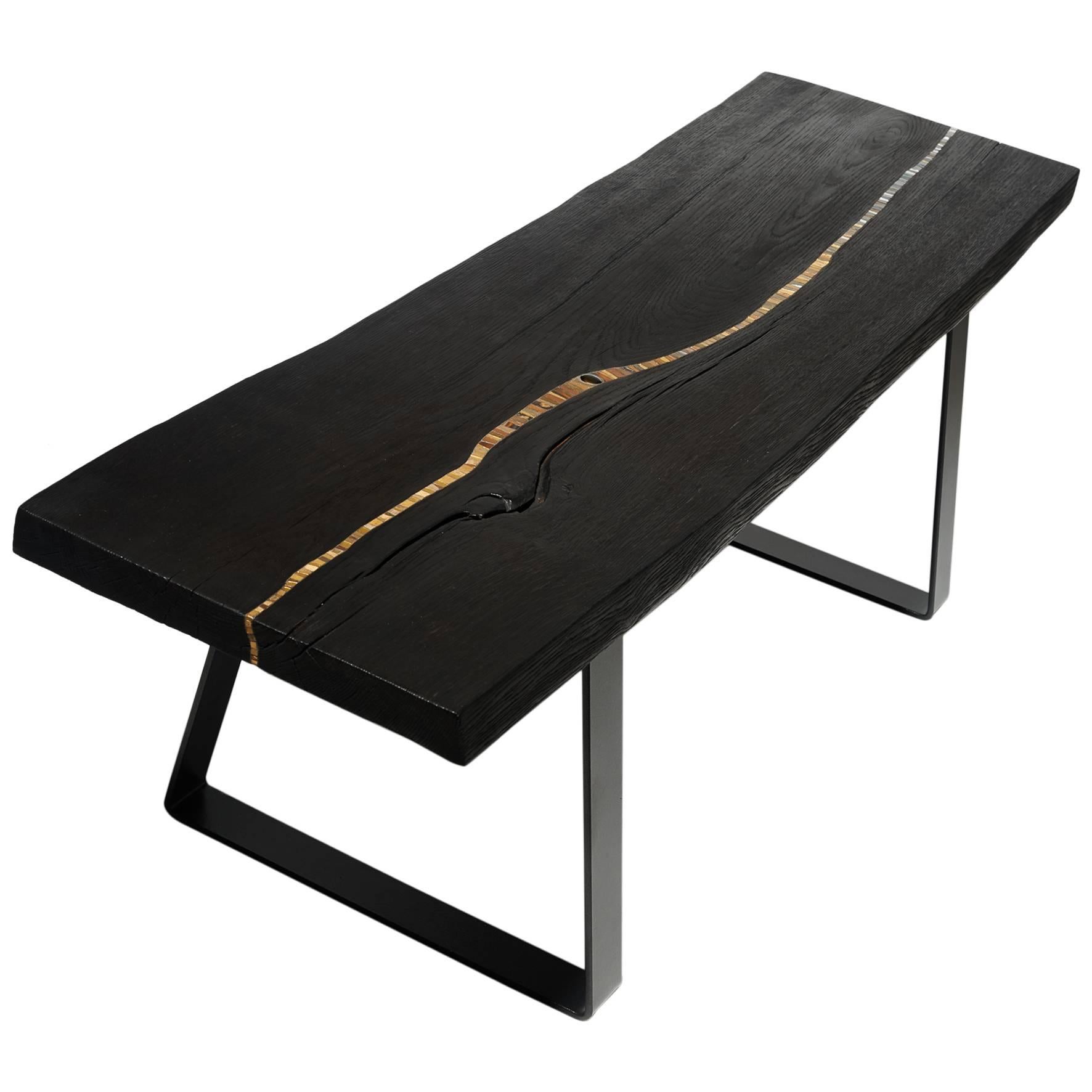 Burned Oak Traverse Bench by S. Rippe, 2015