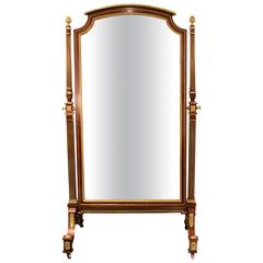 Louis XVI Style Gilt Bronze Mounted Cheval Mirror