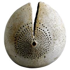 Unique Stoneware Pod Form Vessel by Alan Wallwork