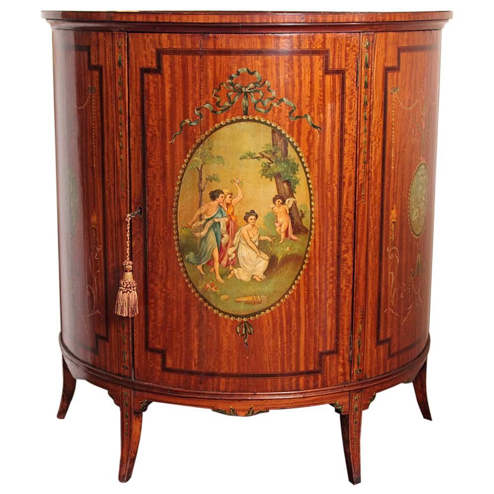 Demilune in legno satinato dipinto del periodo Regency del XIX secolo in vendita